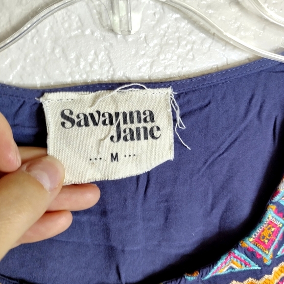 Savanna Jane Embroidered Tiered Long Sleeve Boho Blouse Sz M - Picture 5 of 9